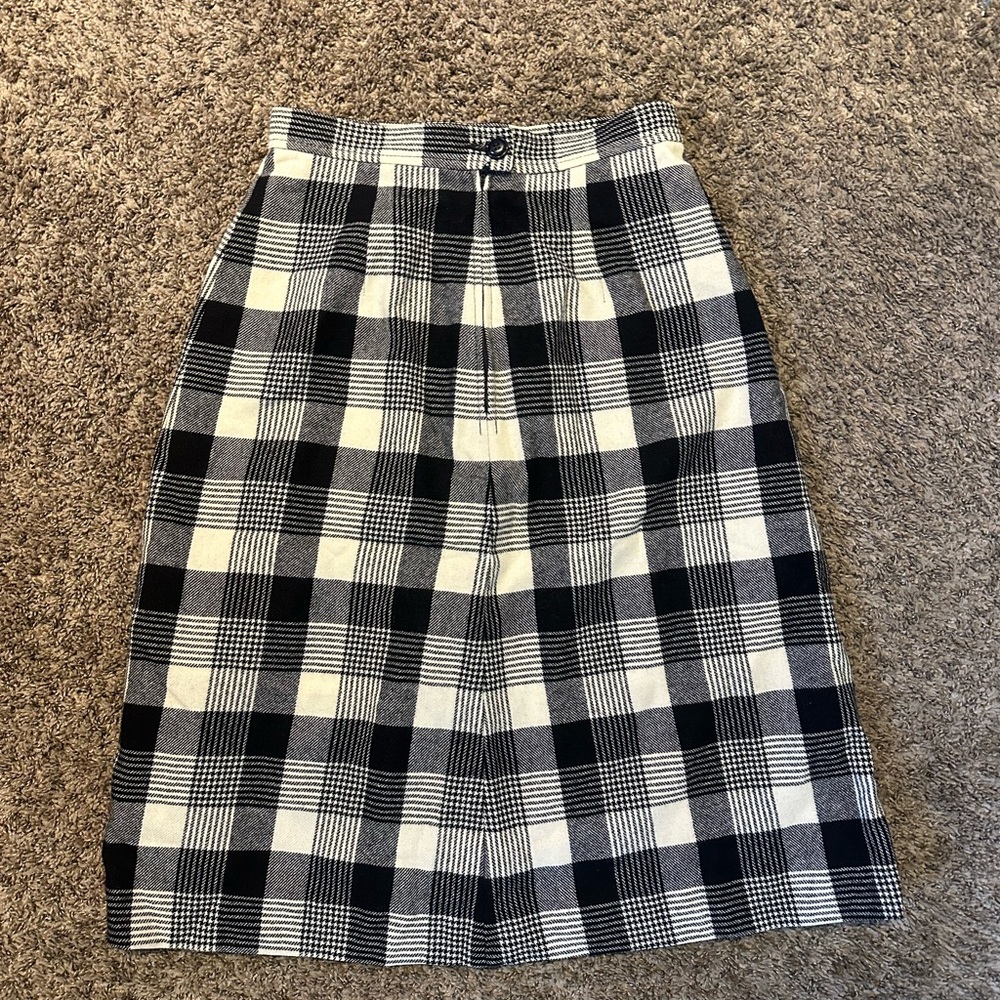 Pendleton Black and White Plaid A-Line Skirt